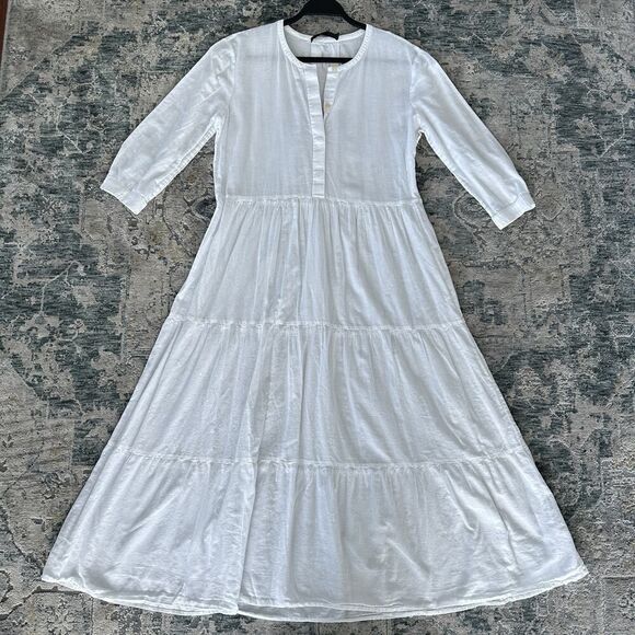 Jenni Kayne Dress Medium White Cotton Tiered James Prairie Cottage Peasant Boho - Picture 1 of 9
